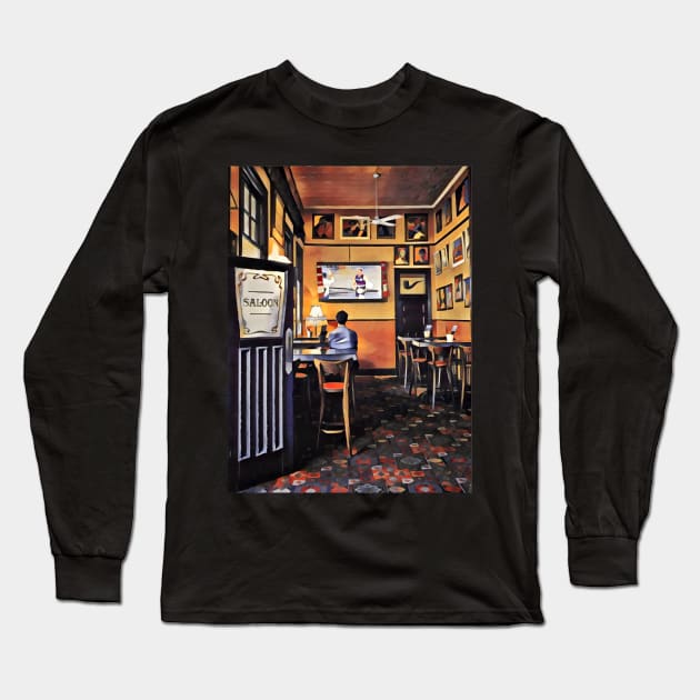 Guy Watching Footy at the Pub Long Sleeve T-Shirt by goodieg